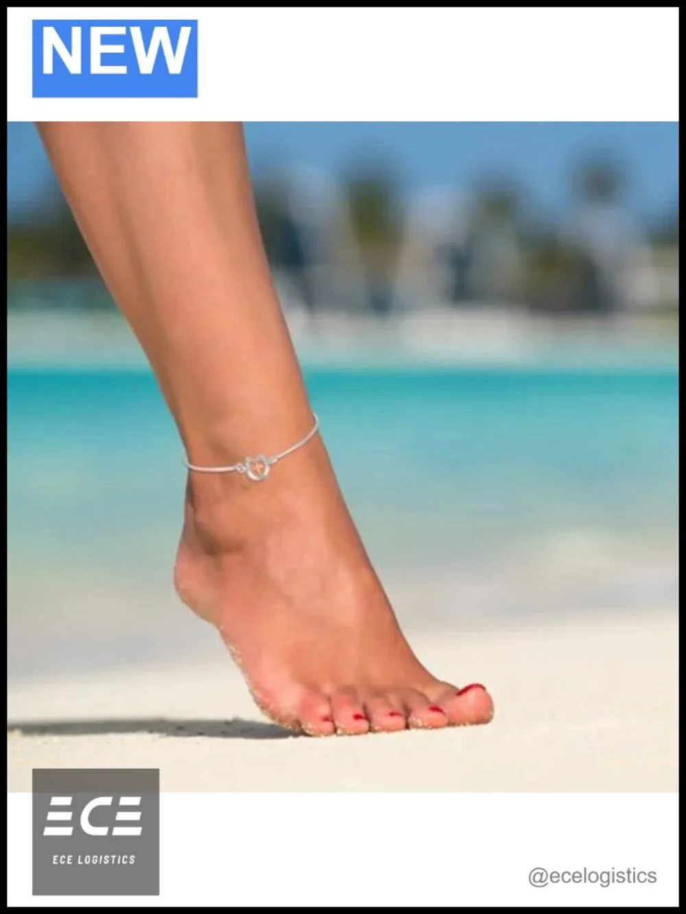Lucky Horseshoe Cross Anklet 925 Sterling Silver Rose Gold Plated